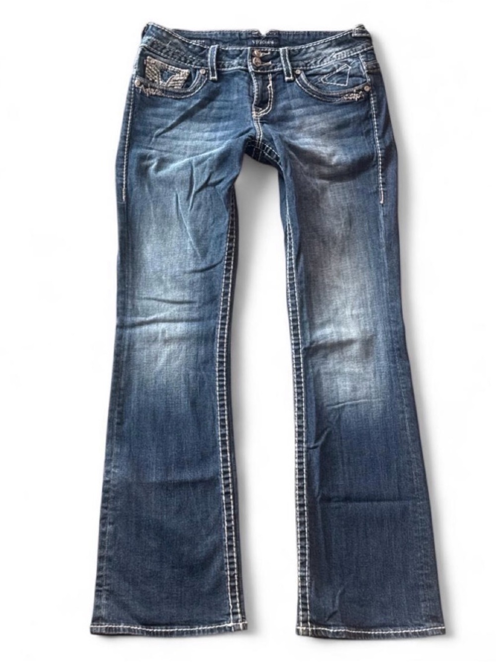 Vigoss Embellished Bootcut Flare Jeans Y2K Western Dark Wash